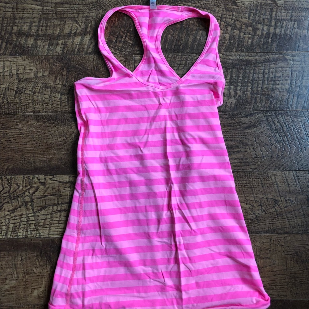 Lululemon striped pink stretchy athletic tank